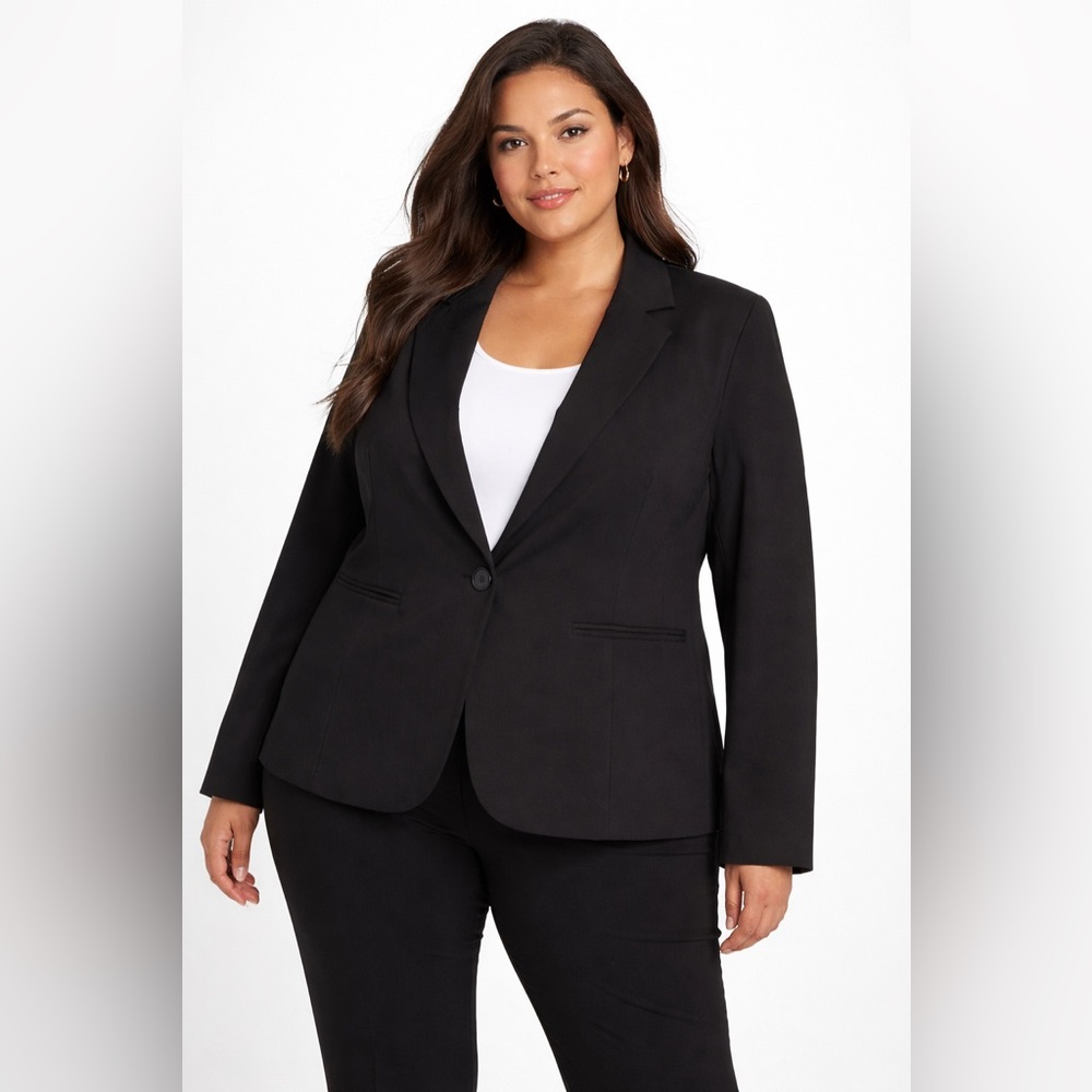 Halogen Black Stretch One Button Blazer Jacket Plus Size 2X